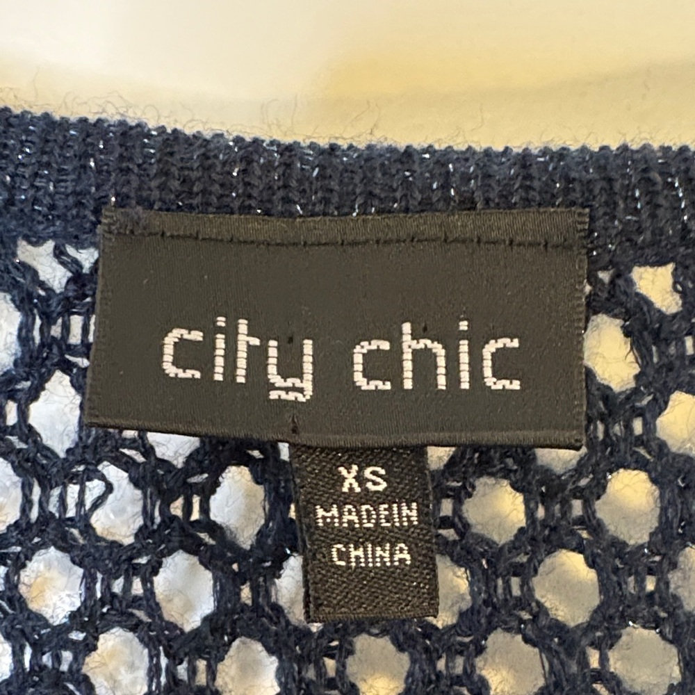 Navy Sweater with Mesh Sleeves - Picture 4 of 8